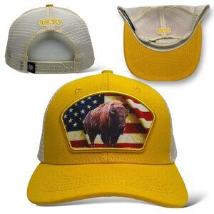 United States USA Flag Buffalo Patch Snapback Trucker Baseball Cap
